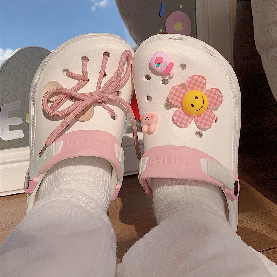 细细条eva可爱少女心洞洞鞋夏季