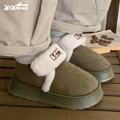 细细条 雪地靴 复古棉鞋 日系魔术贴面包鞋 女百搭保暖外穿厚底冬季