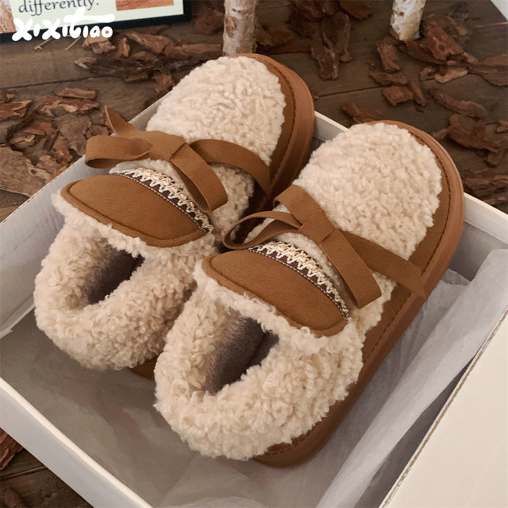 细细条少女心蝴蝶结冬季雪地靴