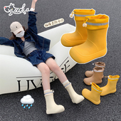 雨天外穿防水抽绳束口雨鞋 女四季 通用eva亲子时尚 细细条 雨靴水鞋