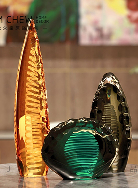 高级感艺术创意玻璃琉璃摆件酒店别墅大堂会所客餐桌玄关卧室装饰