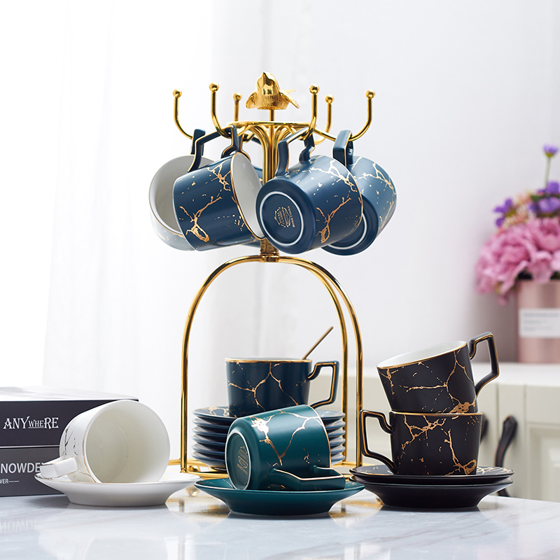 简约小奢华陶瓷潮祥咖啡杯碟套装