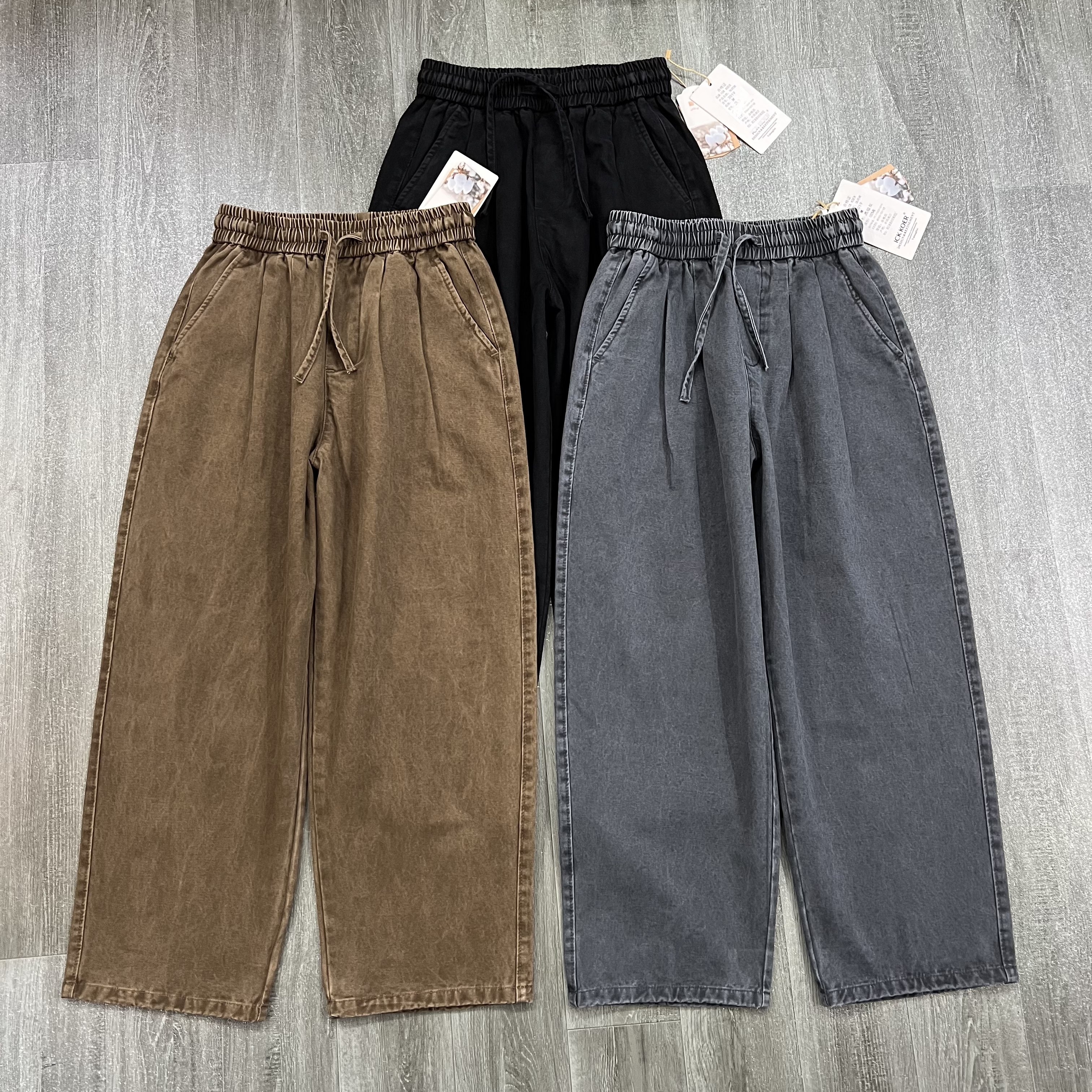 日系复古廓形抽绳宽松阔腿休闲裤男松紧腰耐磨阔腿裤长裤潮流男裤,男装,休闲裤,淘宝优惠券,粉丝福利购,淘宝优惠卷