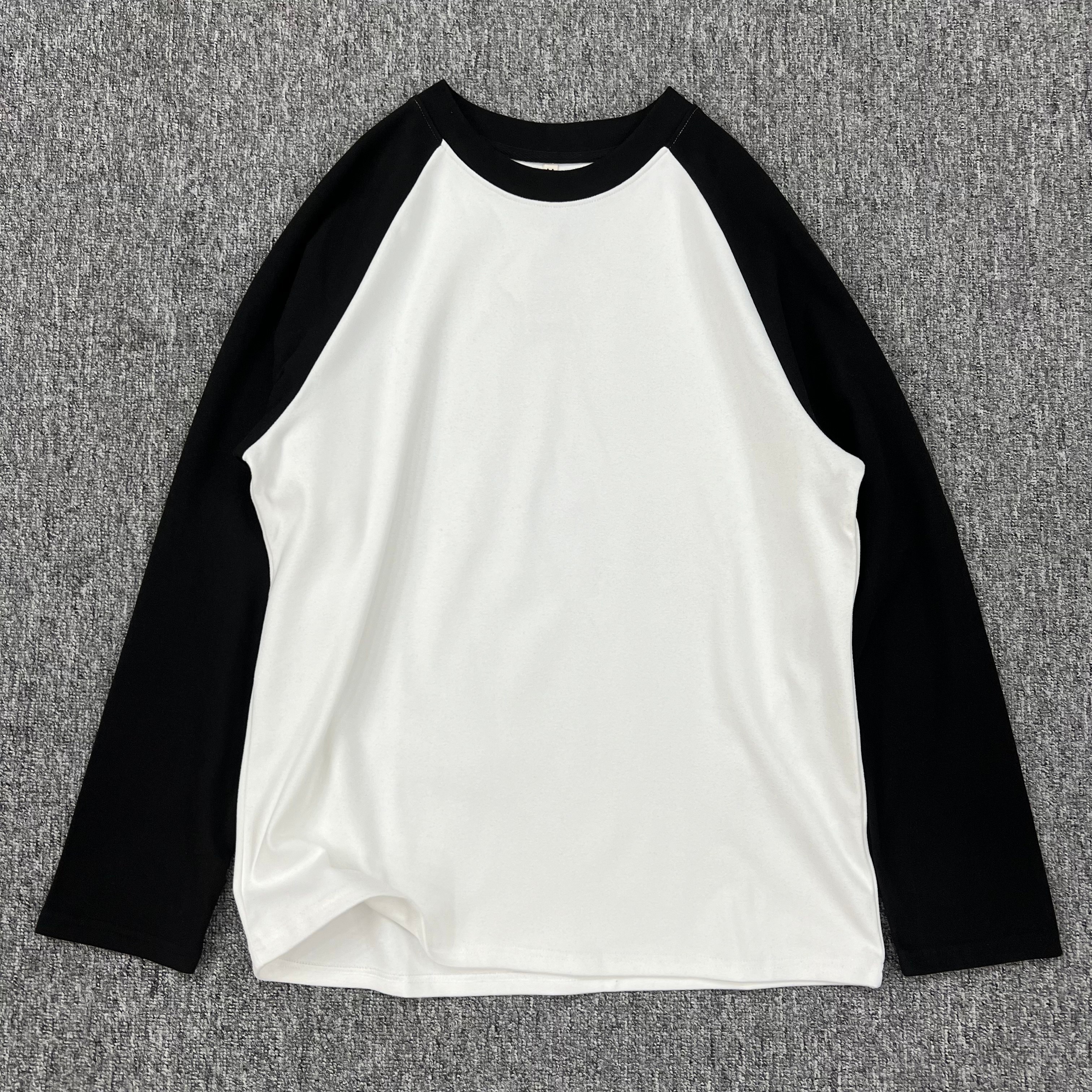 撞色秋冬款亲肤保暖插肩袖打底衫