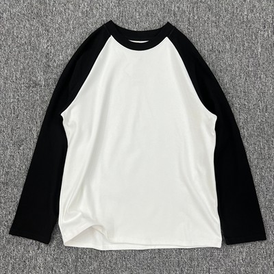 撞色秋冬款亲肤保暖插肩袖打底衫