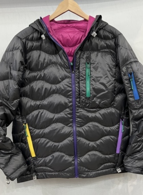 超超同款撞色连帽羽绒服男冬季保暖防风常规款白鸭绒男女情侣外套