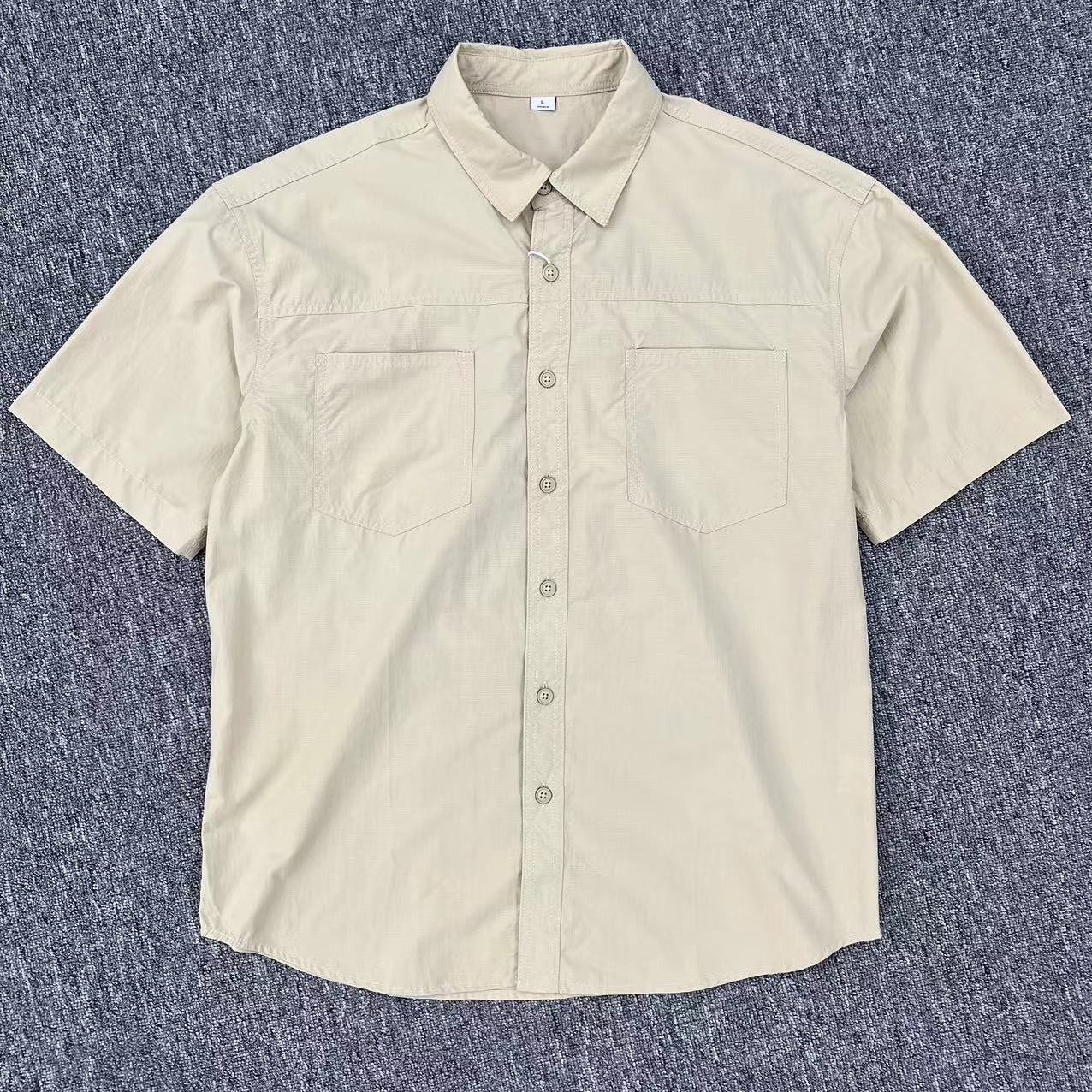 出口美国单美式户外机能速干工装衬衫短袖夏薄款透气男士衬衣外套