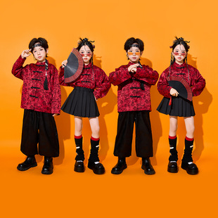 街舞套装 新款 男童唐装 演出服女童合唱服表演服古装 儿童中国风服装