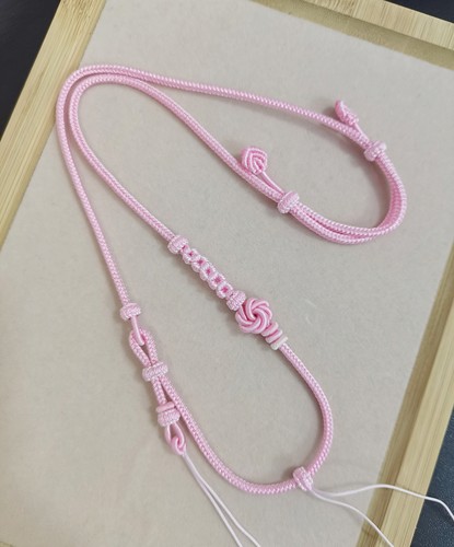 纯手工编绳项链男女高货翡翠玉松石蜜蜡双吊坠挂绳可调节浅粉蓝紫
