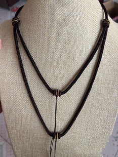 纯手工编织可调节款双挂吊坠挂绳粗3mm上下叠戴项链绳 | 支持定制