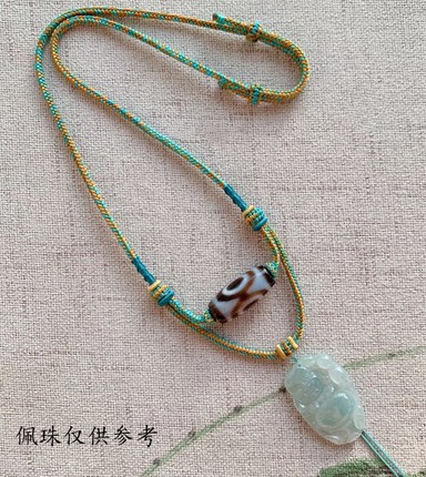 非遗手工编织双圈双挂项链绳千里江山只此青绿渐变八股线吊坠挂绳