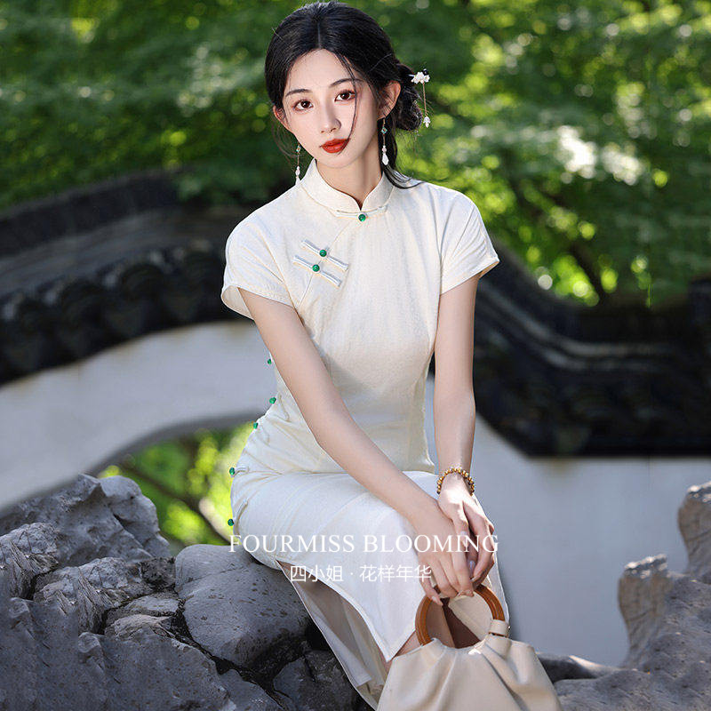 素雅长款改良短袖女夏装