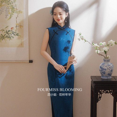 新中式蓝色女夏装2026
