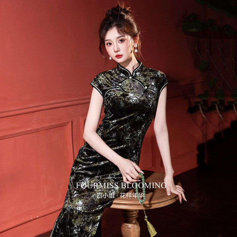 【花样年华】国风旗袍|新中式年轻款丝绒美人襟2026春夏绝美女