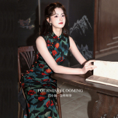 花样年华 2026夏季 国风旗袍 长款 收腰连衣裙 港风气质绝美无袖