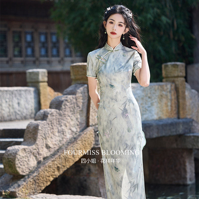 【花样年华】国风旗袍|新中式改良2026款复古修身短袖连衣裙长款