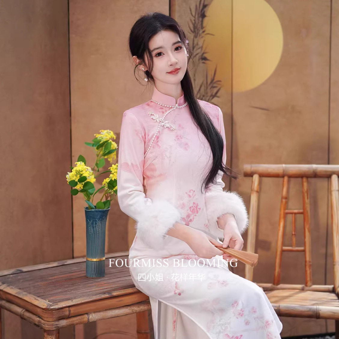 新中式加绒渐变连衣裙