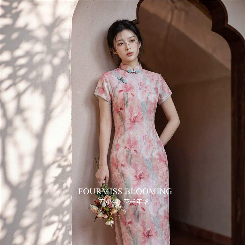 粉色网纱印花夏装女30