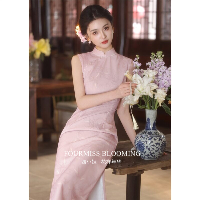 【花样年华】国风旗袍|粉色无袖女新中式少女连衣裙2026新款夏季