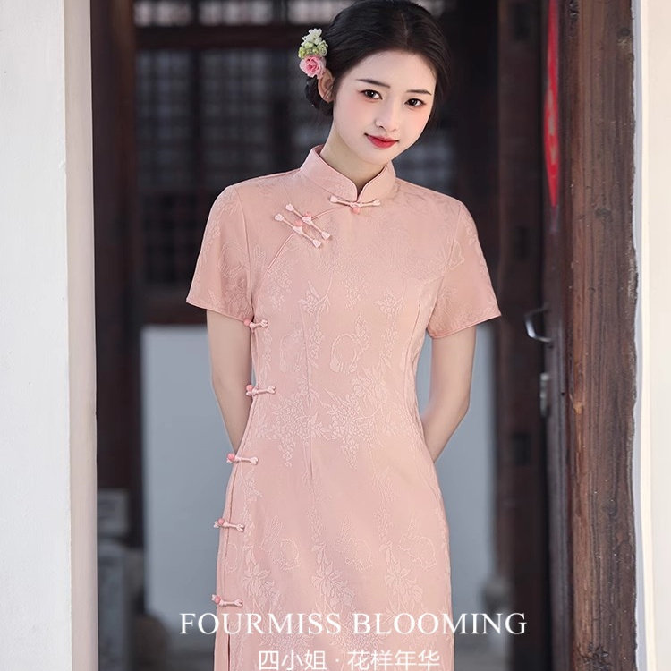 【花样年华】国风旗袍|高端大气上档次粉色提花改良新中式夏季