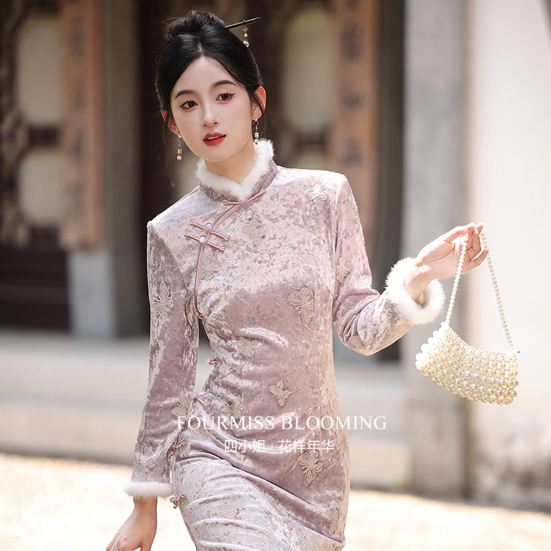 新中式改良2025新款女冬季加绒长