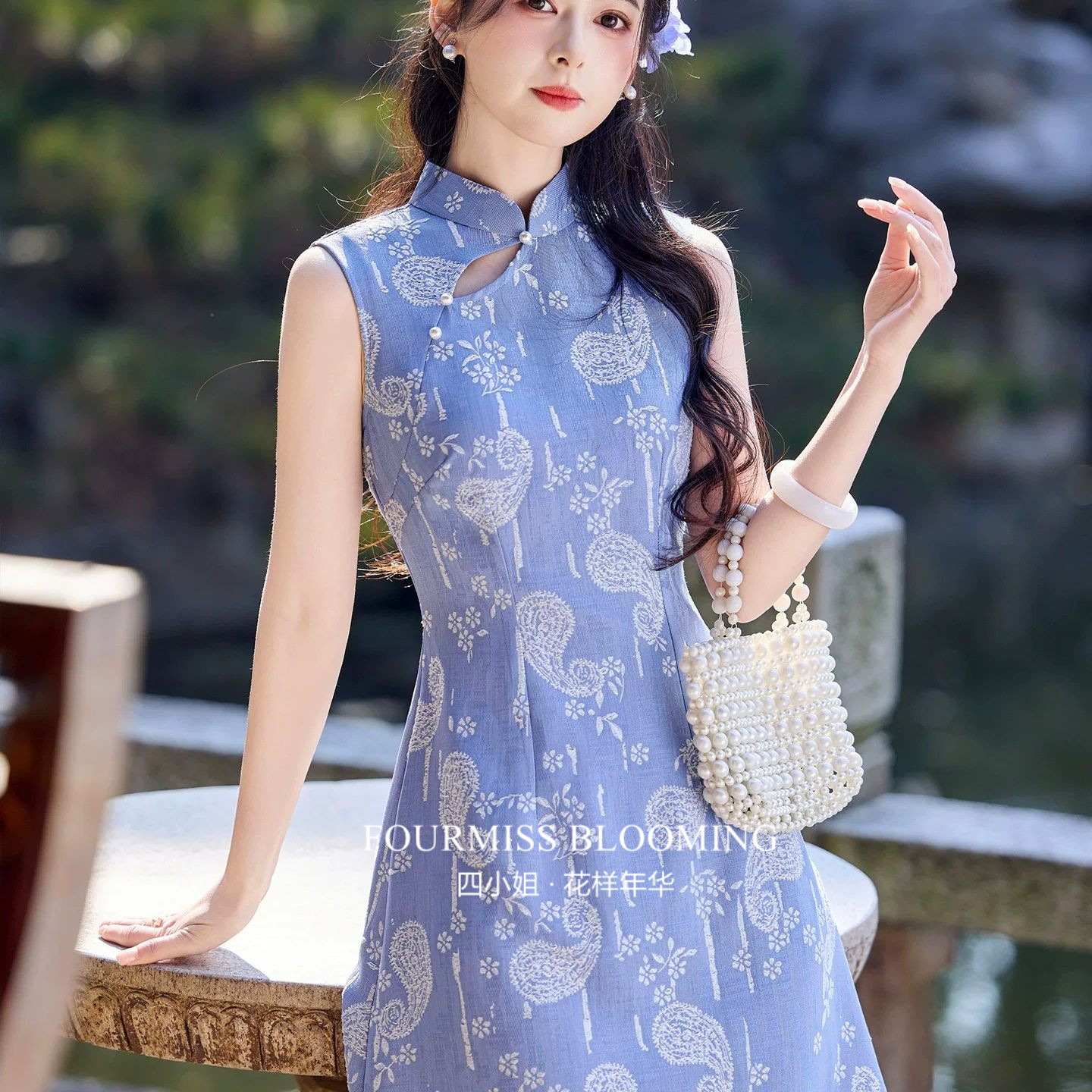 【花样年华】国风旗袍|夏季新款中式古法气质高端改良蓝色连衣裙