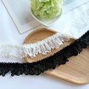 精制黑白亮丝褶皱蕾丝花边diy设计萝莉发圈帽子荷叶边制衣辅料3cm