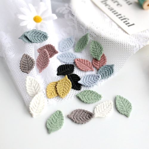 韩版手工毛线绒叶子diy发饰鞋帽儿童服装补丁布贴T恤装饰材料配件 - 封面