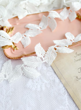 47mm白色水溶刺绣花边优质羽毛蕾丝边娃衣服装饰裙边布料缝纫材料