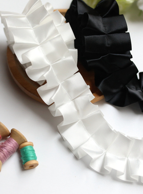 黑白色荷叶边辅料手工diy领口箱包窗帘花束装饰褶皱蕾丝花边材料