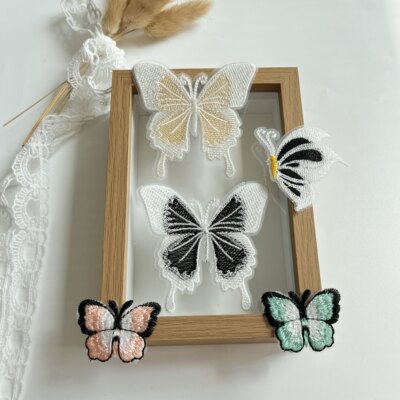 新中式手工diy刺绣蝴蝶花朵布贴