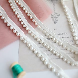 白色手工珍珠织带 网红diy装饰服装蕾丝花边旗袍洋装领子裙边材料