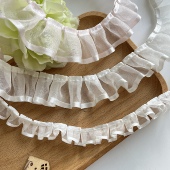 3cm雪纱木耳蕾丝花边辅料褶皱衣服手工diy装 饰领口袖 口娃衣裙摆