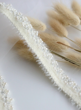 白色气质小香风珍珠花边织带装饰衣边领口箱包diy服装蕾丝边辅料