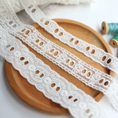 白色纯棉布刺绣穿丝带蕾丝花边diy服装 饰辅料 裙边衣边腰带手工装