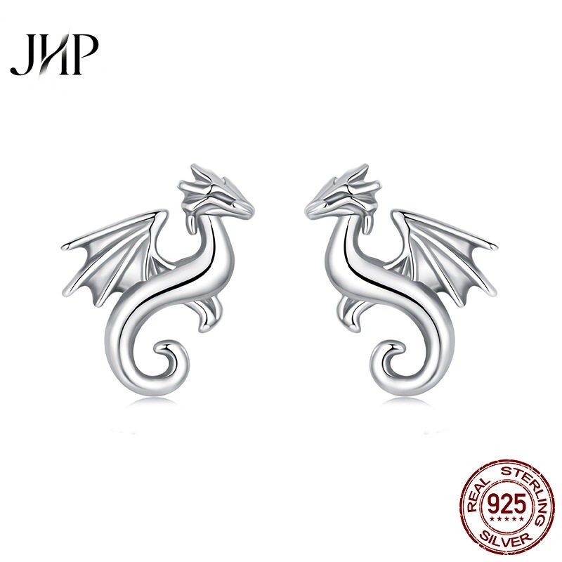锦河畔 新款s925纯银迷你飞龙耳钉男女个性时尚动物小耳钉耳饰