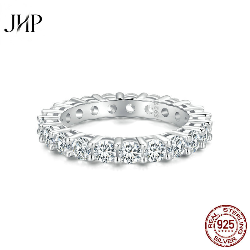 锦河畔款排钻闪耀莫桑石戒指 欧美潮s925纯银指环手饰