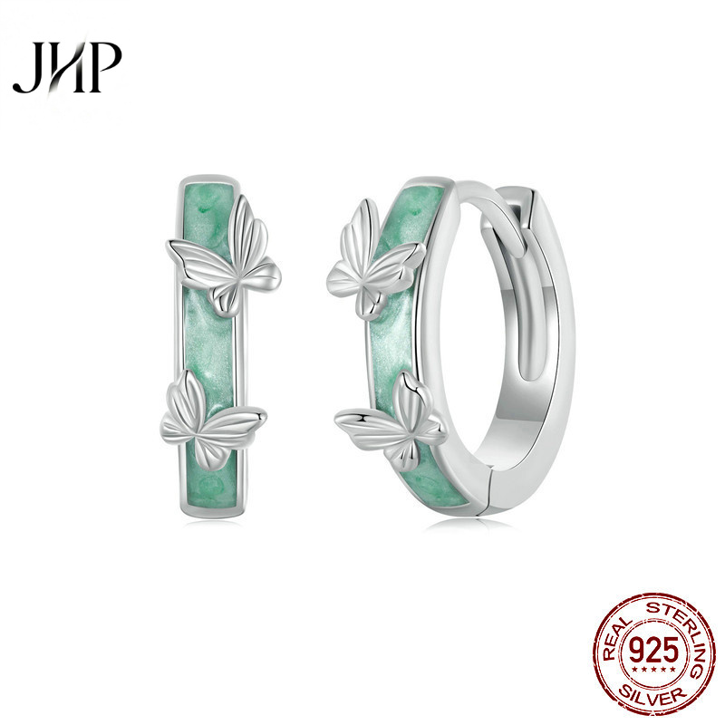 锦河畔S925纯银滴油蝴蝶耳扣