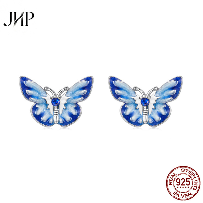 锦河畔蓝色蝴蝶渐变耳钉