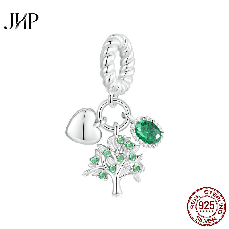 锦河畔新款幸运爱心生命树diy吊坠 魅力饰品配件s925纯银手链串珠
