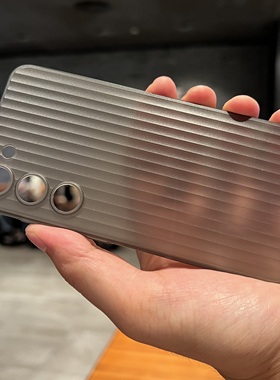 磨砂半透明墨水黑灰色瓦楞条纹行李箱适用三星S23U手机壳高级超薄Galaxy S24Ultra保护套S23+全包防摔精孔潮