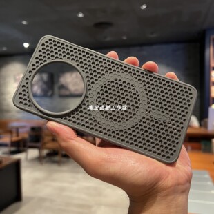 钛原灰色网状洞洞蜂窝镂空散热磁吸适用一加13手机壳OnePlus十三保护套1+13全包防摔一加12男女1+12透气夏季