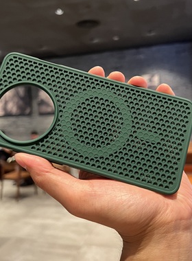 深祖母墨绿色草绿网状洞洞蜂窝镂空散热磁吸适用一加Ace5手机壳OnePlusAce5pro保护套1+ACE5全包防摔透气夏季