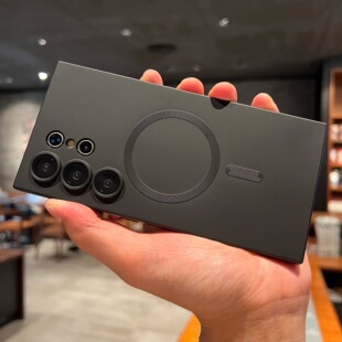 带镜头膜硅胶磁吸无线充电纯黑色适用三星S23Ultra手机壳高级超薄GalaxyS24Ultra保护套S23+全包防摔S24u软壳