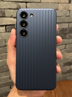 深海蓝色瓦楞行李箱条纹适用三星S23U手机壳GalaxyS24Ultra保护套s23+全包防摔S24plus+简约s24u硬壳超薄男款