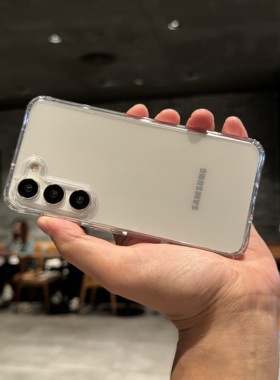 高透明白色好看的亚克力带气囊适用三星S23+手机壳高级感加厚GalaxyS24plus保护套全包防摔大孔镜头男女款潮