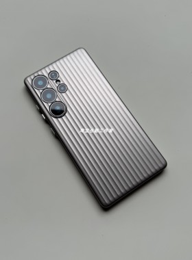电镀奶奶灰行李箱竖条纹适用三星S23U手机壳三星GalaxyS24Ultra保护套s25u全包防摔S25Ultra硬壳s25plus精孔