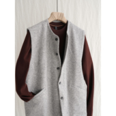 叠穿斜插兜坎肩开衫 老钱风纯色针织无袖 圆领马甲秋冬潮流新款 外套