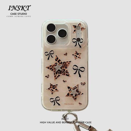 inskt甜酷豹纹星星蝴蝶结原创适用iphone18promax手机壳苹果17软硅胶套17pro网红新款小众16防摔15个性日韩风