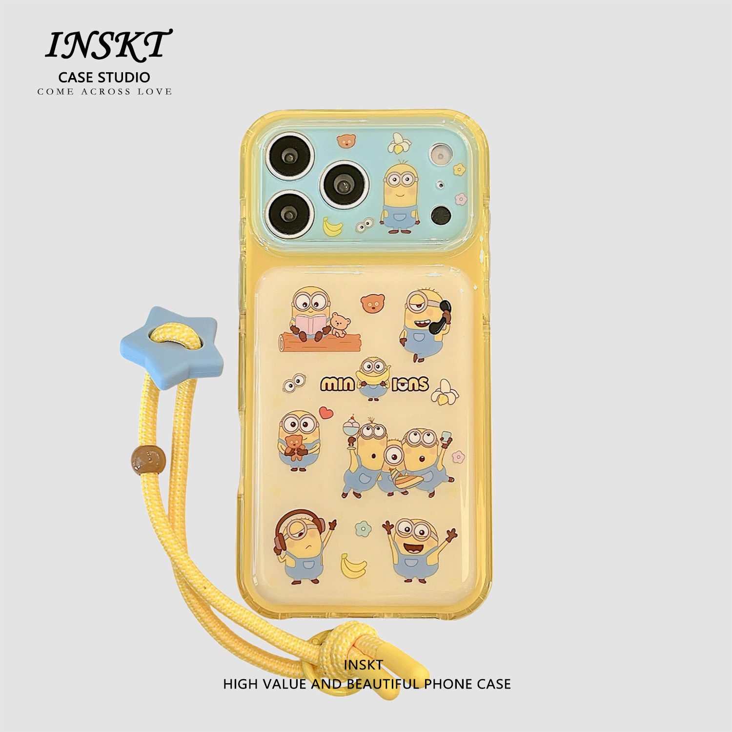 inskt卡通插画小黄人原创适用iphone17promax手机壳苹果17软硅胶套18pro网红新款小众16防摔15个性